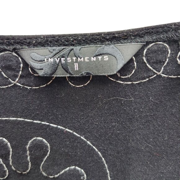 Investments II Cardigan Womens 3X Black Cream V-Neck Button Up Embellished - Picture 6 of 11